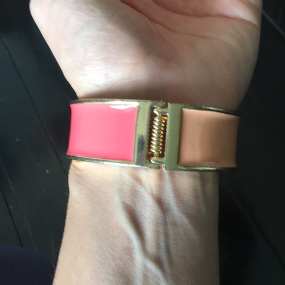 Coral and Gold Cuff Bracelet - Picture 2 of 4